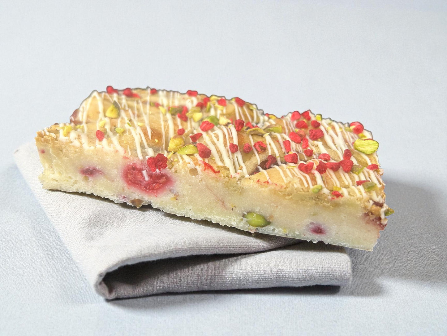 Raspberry, Pistachio & White Chocolate Blondie